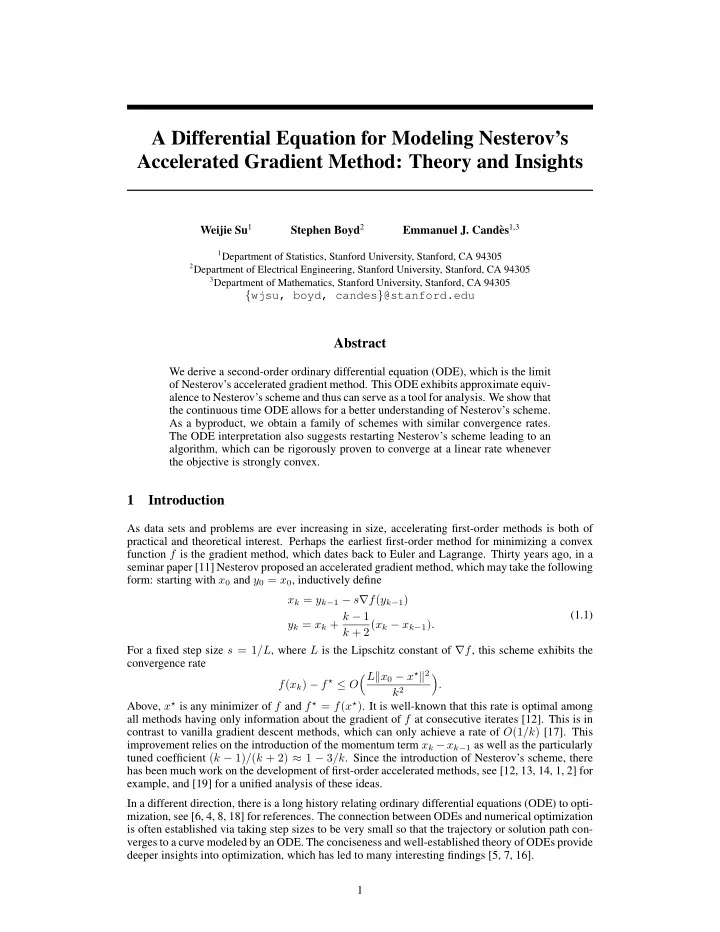 a differential equation for modeling nesterov s