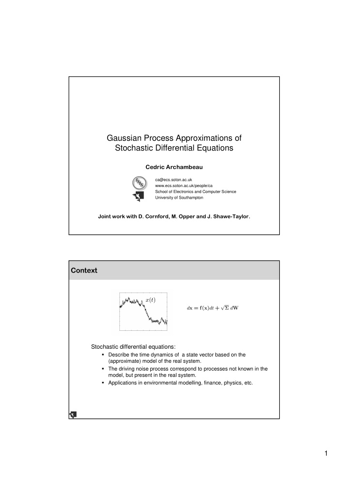 gaussian process approximations of stochastic