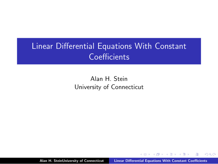 linear differential equations with constant coefficients