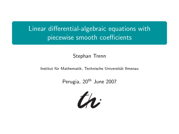 linear differential algebraic equations with piecewise