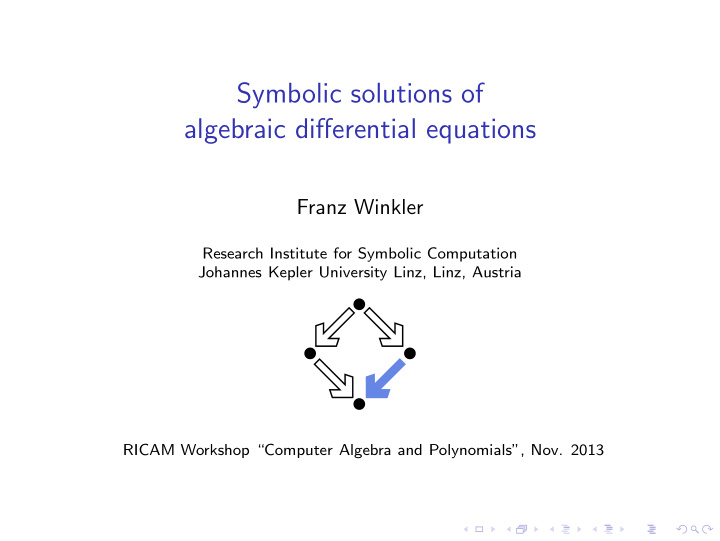 symbolic solutions of algebraic differential equations