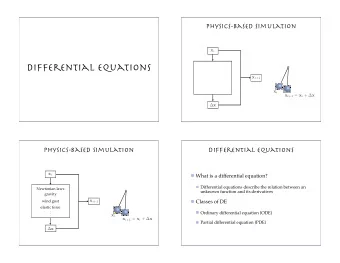 Differential Equations x i +1 x i x i +1 = x i +  x  x  Physics-based simulation