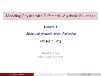 Modeling Physics with Differential-Algebraic Equations  Lecture 2  Structural Analysis: Index