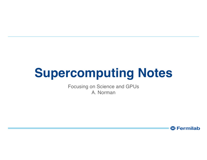 supercomputing notes