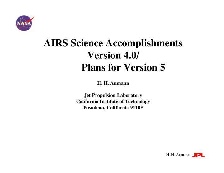 airs science accomplishments version 4 0 plans for