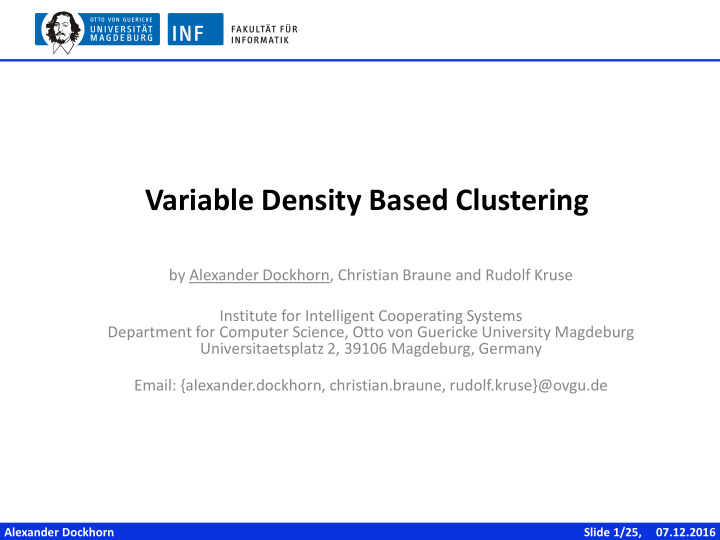 variable density based clustering
