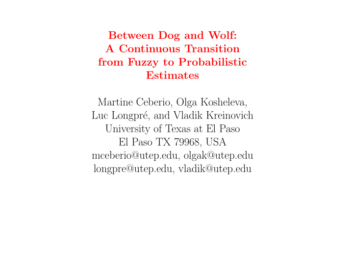 between dog and wolf a continuous transition from fuzzy