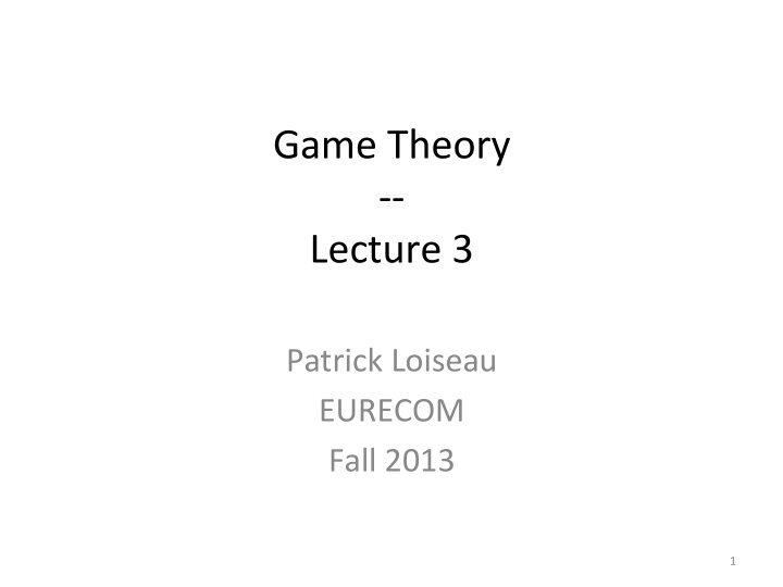 game theory lecture 3
