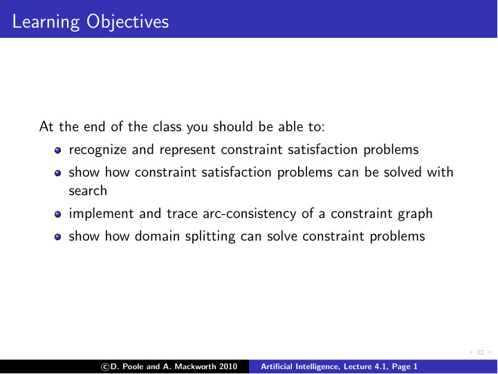 learning objectives