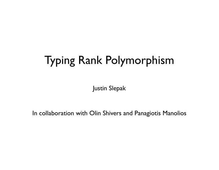 typing rank polymorphism