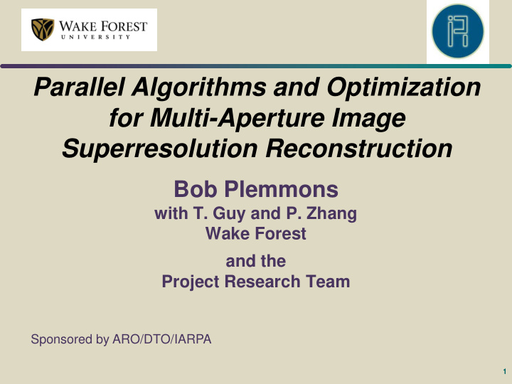 parallel algorithms and optimization for multi aperture