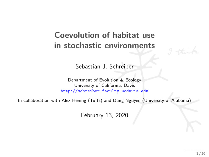 coevolution of habitat use in stochastic environments