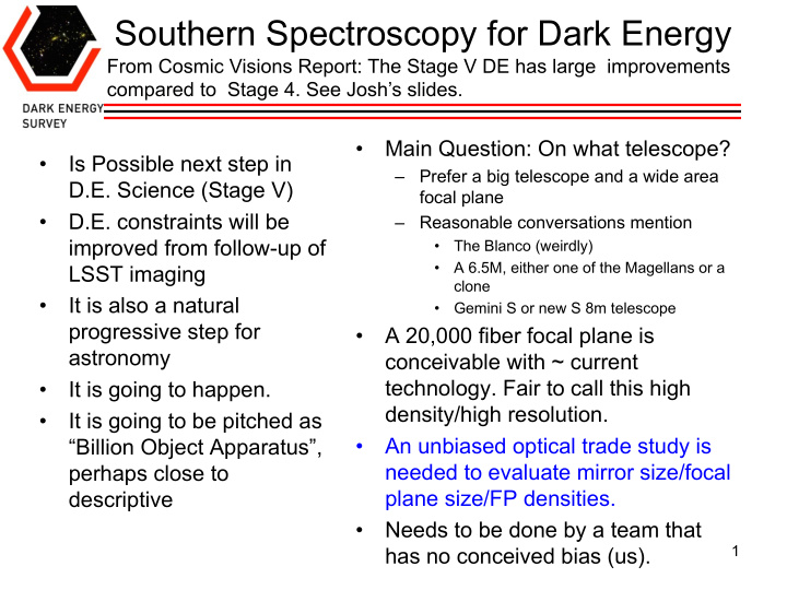 southern spectroscopy for dark energy