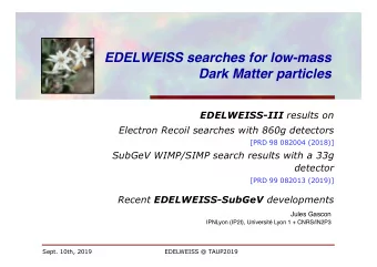 EDELWEISS searches for low-mass  Dark Matter particles EDELWEISS-III results on  Electron Recoil