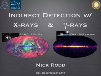 Indirect Detection w/  X-rays  &amp;  -rays  ROSAT: 1990-1999  Fermi: 2008-present  Nick Rodd