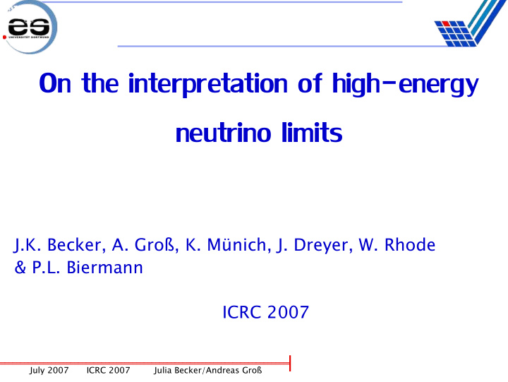 on the interpretation of high energy neutrino limits
