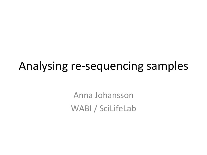 analysing re sequencing samples