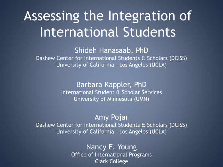 assessing the integration of international students