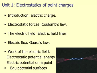 Unit 1: Electrostatics of point charges  Introduction: electric charge.  Electrostatic