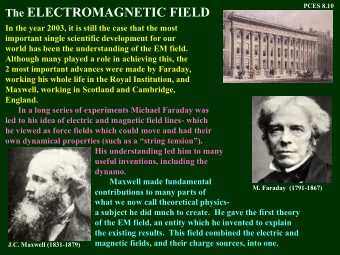 The ELECTROMAGNETIC FIELD  In the year 2003, it is still the case that the most  important single