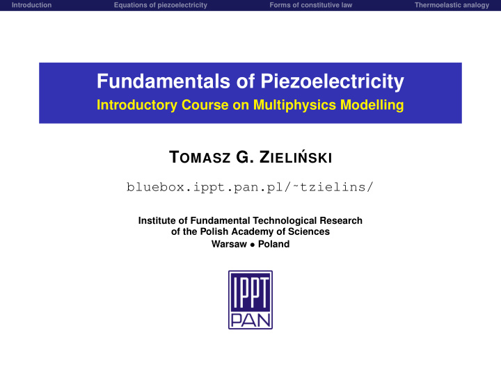 fundamentals of piezoelectricity