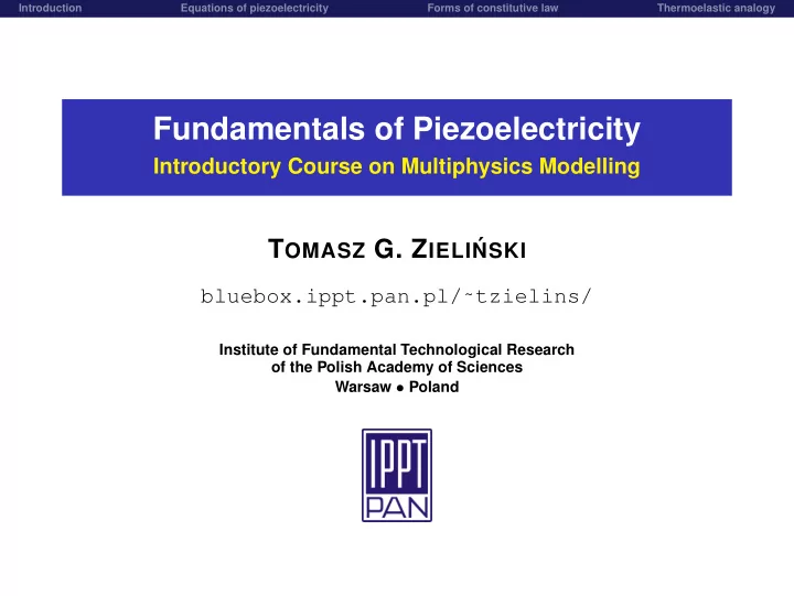 fundamentals of piezoelectricity