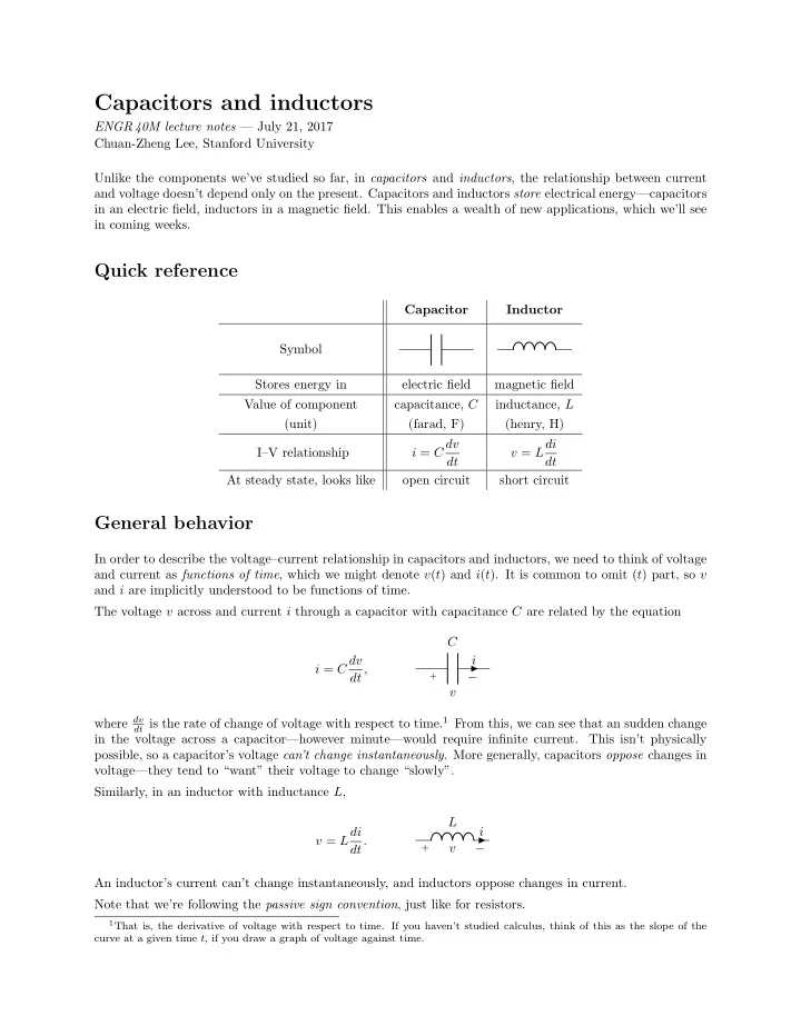capacitors and inductors