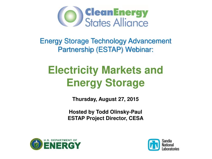 electricity markets and