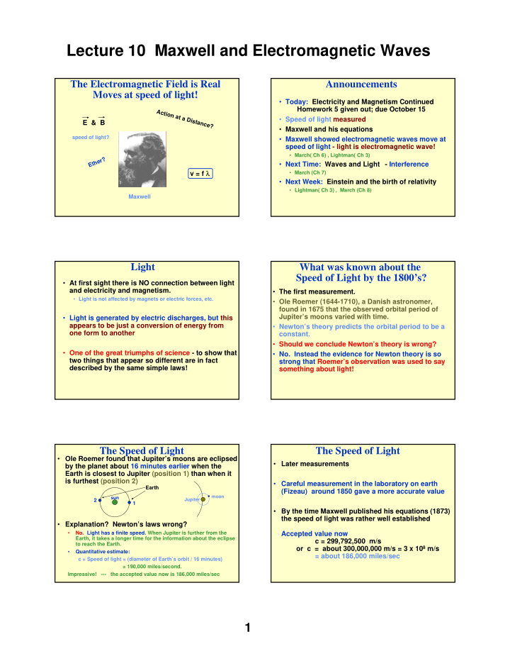 lecture 10 maxwell and electromagnetic waves