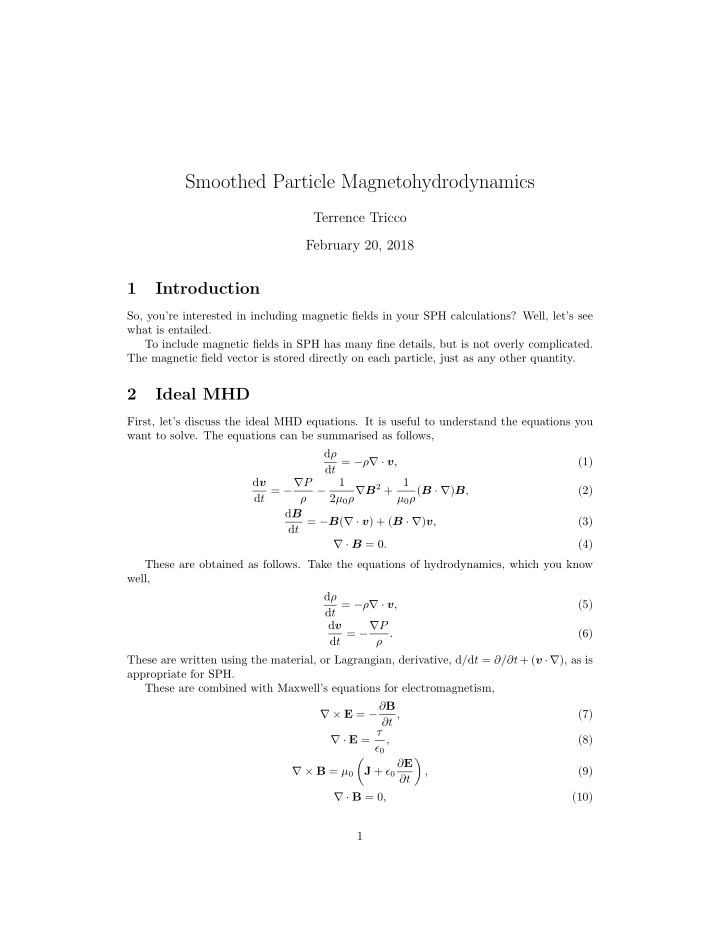 smoothed particle magnetohydrodynamics