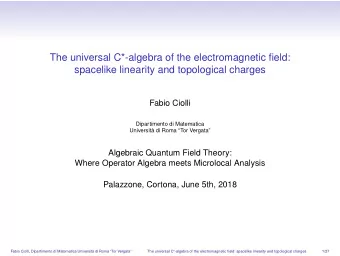 The universal C*-algebra of the electromagnetic field:  spacelike linearity and topological charges