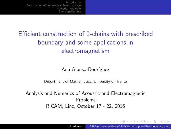 efficient construction of 2 chains with prescribed