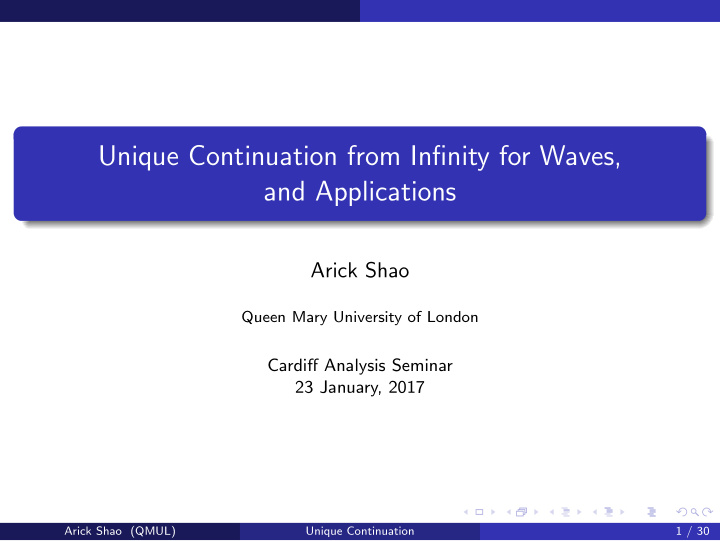 unique continuation from infinity for waves and