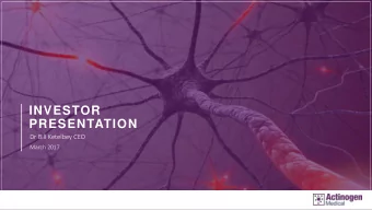 INVESTOR  PRESENTATION  Dr Bill Ketelbey CEO  March 2017  DISCLAIMER This presentation has been