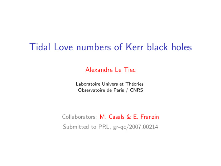 tidal love numbers of kerr black holes