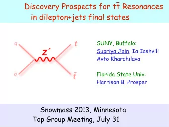 Discovery Prospects for tt Resonances in dilepton+jets final states  SUNY, Buffalo:  Supriya Jain,