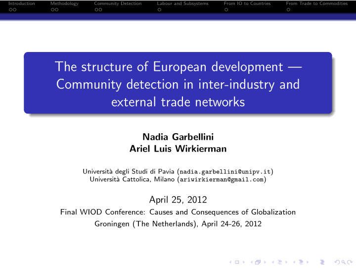 the structure of european development community detection