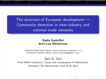 The structure of European development   Community detection in inter-industry and  external