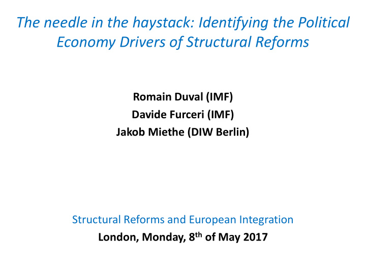structural reforms and european integration london monday