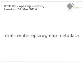 draft-winter-opsawg-eap-metadata  Why this work ?  IETF has produced a great standard for