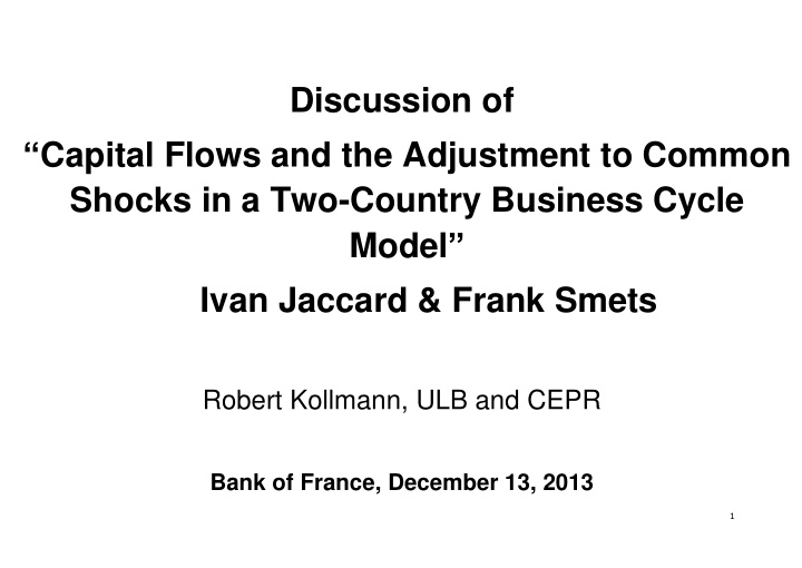 discussion of capital flows and the adjustment to common