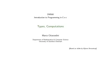 Types, Computations  Marco Chiarandini  Department of Mathematics &amp; Computer Science