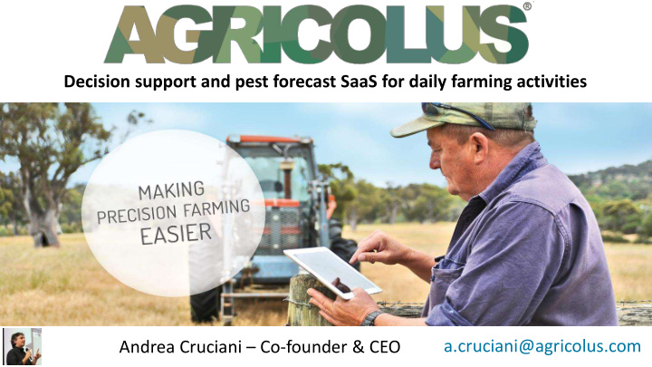 decision support and pest forecast saas for daily farming