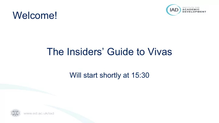the insiders guide to vivas