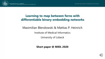 Learning to map between ferns with  differentiable binary embedding networks  Maximilian Blendowski