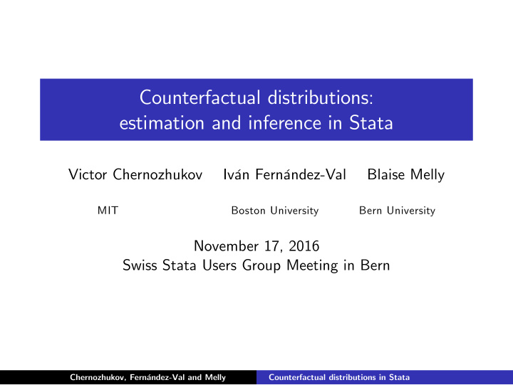 counterfactual distributions estimation and inference in
