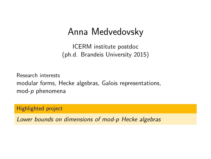 anna medvedovsky