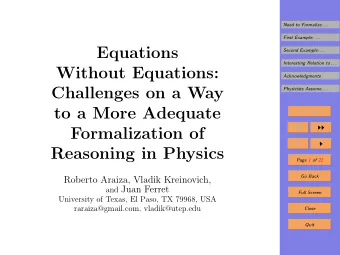 Equations  Second Example: . . .  Interesting Relation to . . .  Without Equations: