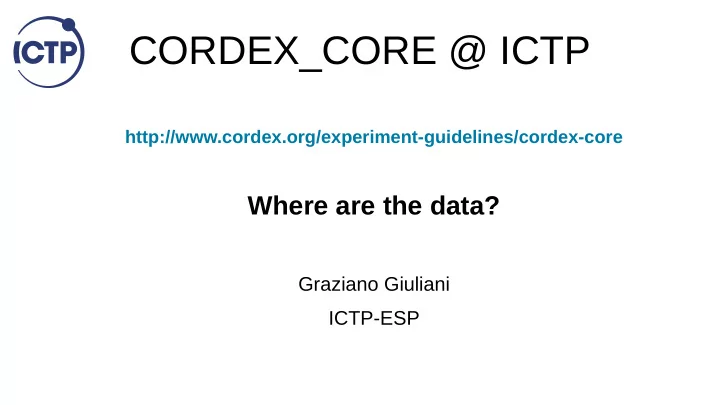 cordex core ictp
