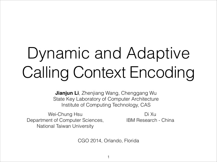 dynamic and adaptive calling context encoding